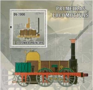 SAO TOME - 2007 - Vintage Steam Trains #3 - Perf Souv Sheet - Mint Never Hinged