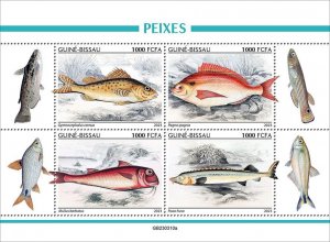 GUINEA BISSAU - 2023 - Fishes - Perf 4v Sheet - Mint Never Hinged