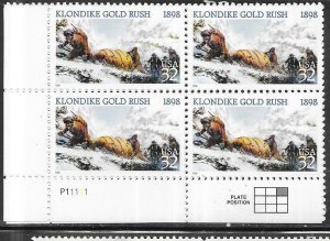 US# 3235 32c  Klondike Gold Rush 1898 plate block of 4 (MNH) CV $2.60