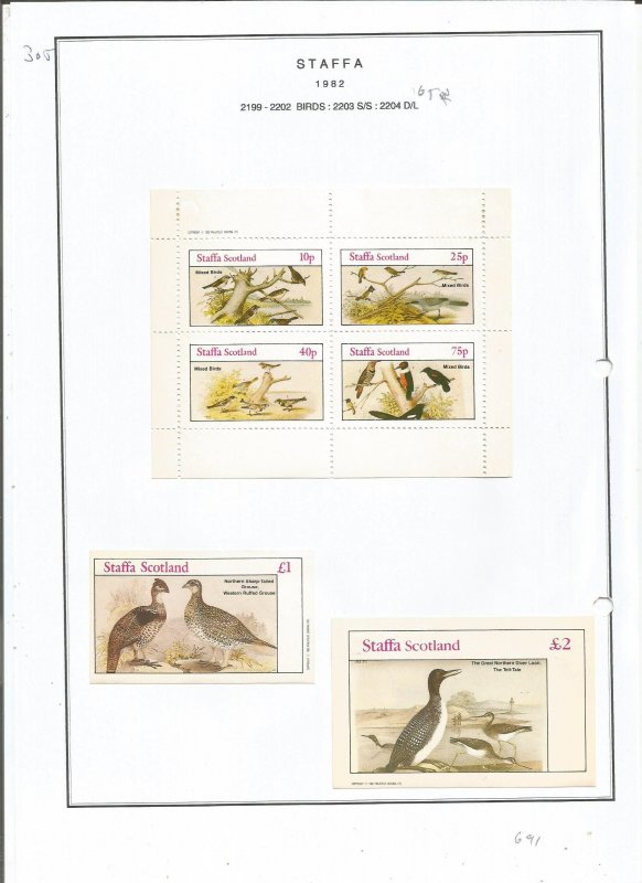 STAFFA - 1982 - Birds - Sheets - Mint Light Hinged - Private Issue