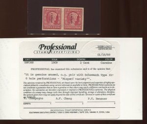 368 Schermack Type I 6 Holes Mint Pair of 2 Stamps with PSE Cert (CV 1077)