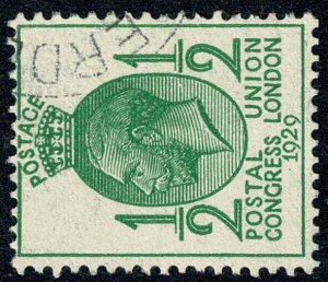 GB 1929 ½d green. WATERMARK SIDEWAYS. SG 434a. Fine used.