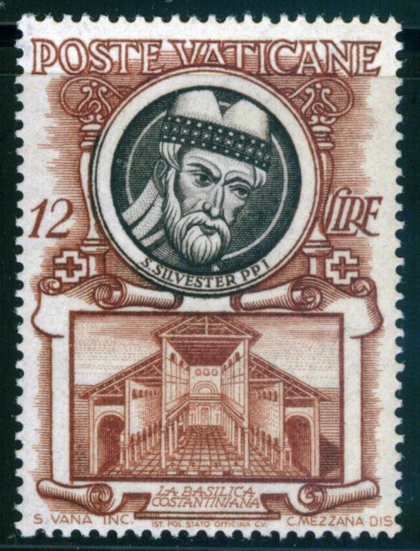 Vatican 12L St. Peter issue of 1953, Scott 161, MH