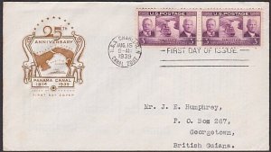 USA CANAL ZONE 1939 commem FDC to Br Guiana................................A1654