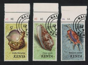 SALE Kenya Shells 5Sh 10Sh and 20Sh Top margins 1971 CTO SG#50-52