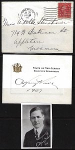 US 1927 GOVERNOR OF NEW JERSEY AUTOGRAPH & SEAL OF THE STATE ARTHUR HARRY MOOZE