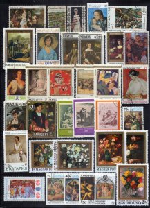 Art Stamp Collection MNH/Used Paintings Flowers Women ZAYIX 0424S0291