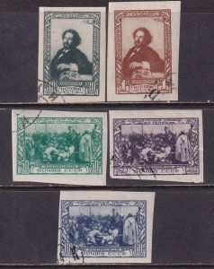 Russia 1944 Sc 952A-6A Painter Ilya E Repin Ivan A Krylov Cossacks IMP Stamp CTO