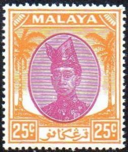 Trengganu 1949 25c purple and orange MH