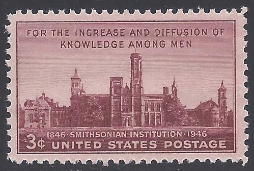 # 943 3c 100th Anniv. Smithsonian Institution 1946 Mint NH