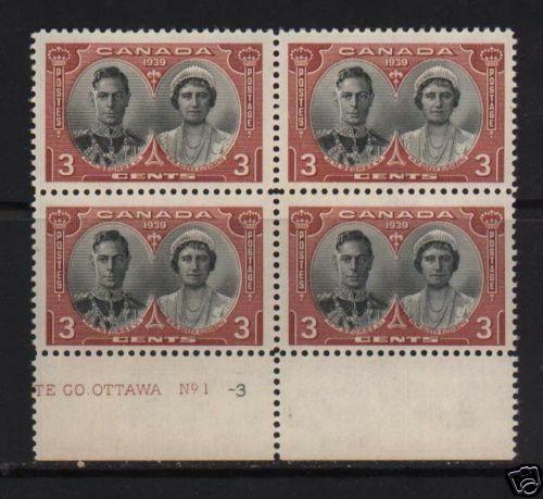 Canada #248 Mint Plate #1-3 Bottom Block