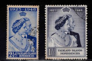 FALKLAND ISLANDS Dependencies Scott 1L11-1L12 Used Silver Wedding stamp set