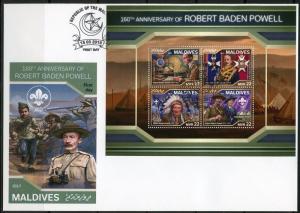 MALDIVES 2018 160th BIRTH  ANN OF ROBERT BADEN- POWELL SHEET FDC