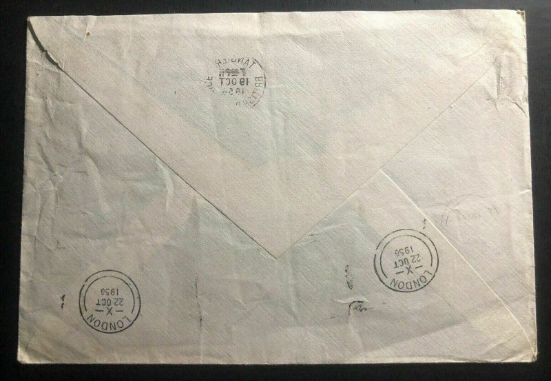 1956 Tangier Morocco British PO Airmail Cover to Barnsley Hall Hospital England