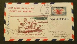 1939 Air Mail Cachet Cover US Navy USS Kanawha Guantanamo Bay Grand Rapids MI