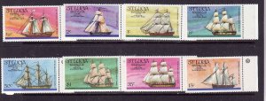 St. Lucia-Scott#379-86-Unused NH set-US Sailing Ships-197