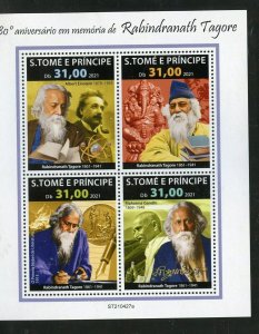 SAO TOME 2021 80th MEMORIAL ANNIVERSARY OF RABINDRANATH TAGORE SHEET  MINT NH