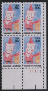 2108 20c Santa Claus  11111 LR Plate Block