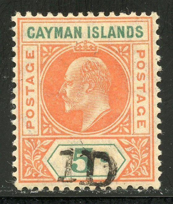 CAYMAN ISLANDS SCOTT#19 SG#19  1D OVERPRINT  MINT HINGED ORIGINAL GUM AS SHOWN