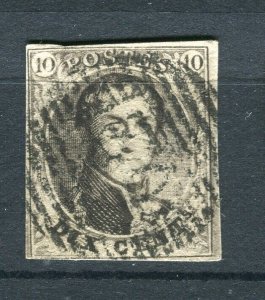 BELGIUM; 1850s classic Leopold Imperf issue used Shade of 10c. value