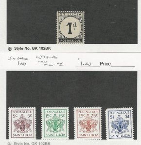 St. Lucia, Postage Stamp, #J3, J13-J16 MInt NH, 1933-1981, JFZ