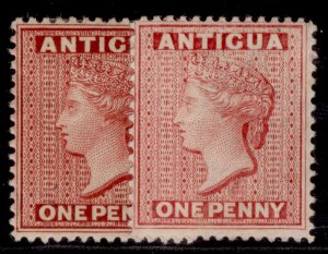 ANTIGUA QV SG25 + 26, 1d SHADE VARIETIES, M MINT. Cat £63.