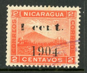 Nicaragua 1904 Momotombo 1¢ on 2¢ (Blue SC) Inverted Max # 200Ra MNH Y884