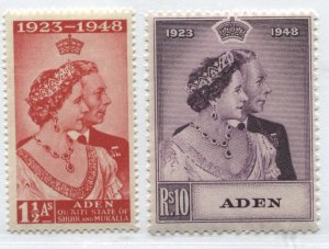 Aden KGVI 1949 Silver Wedding set of 2 mint o.g. hinged