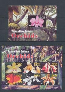 PAPUA NEW GUINEA PNG 2004 ORCHIDS FLOWERS K2 K7 MNH SHEETS x 2 (PAP132)