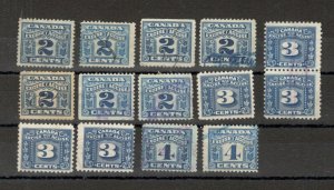 CANADA -14 USED EXCISE ACCISE TAX - REVENUE STAMPS - VERIETY