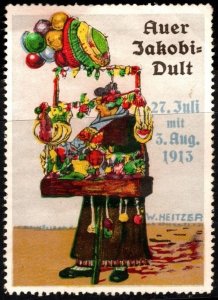 1913 Germany Poster Stamp Auer Jakobi-Dult Folk Festival July 27 to August 3