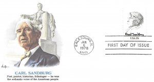 1978 FDC, #1731, 13c Carl Sandberg, Fleetwood w/insert