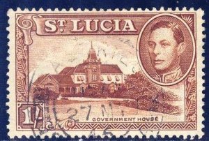 St. Lucia 1938 KGVI  Government House Mi. 110 Used