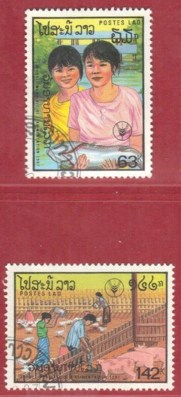 LAOS STAMPS SC# 830+831  *CTO* 1987 63k+142k  WORLD FOOD DAY SEE SCAN