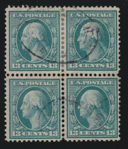 US 365 13c Washington USED BLUE PAPER BLOCK of 4 PF & PSE Certs SCV $17,500