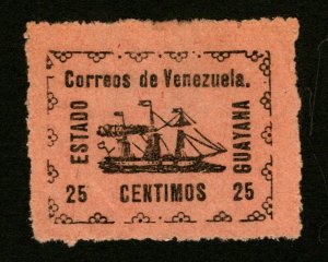 DS-1045 VENEZEULA GUYANA 1903 REVOLUIONARY STEAMSHIP BANRIGH SCOTT #3 25c MH $19