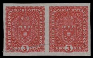 Austria 1917 Mi205 3Kr Imperf Pair Mint No Gum Proof Greyish paper. 73995