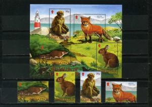 GIBRALTAR 2002 Sc#909-912a FAUNA WILD ANIMALS SET OF 4 STAMPS & S/S MNH 