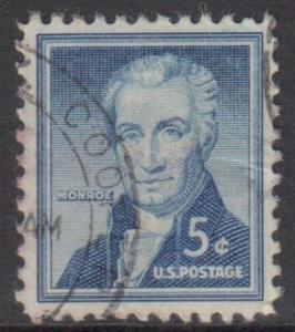 US Scott 1038, 1954 Liberty Issue 5c Monroe used