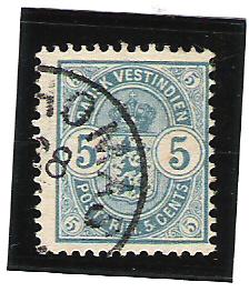 Danish West Indies (DWI) Scott #22 Used 5c 2018 CV $25.00