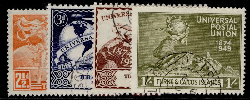 TURKS & CAICOS ISLANDS GVI SG217-220, anniversary of UPU set, FINE USED.