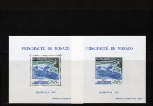 Monaco 1992 YT #Block 17 Albertville Olympics  S/S Perf+Imperf.MNH