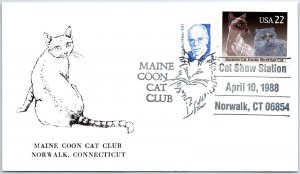 US SPECIAL EVENT COVER THE MAINE COON CAT CLUB SHOW NORWALK CT 1988 - TYPE C