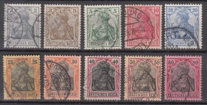 Germany - 1902 Germania No Wmk. stamp set Sc# 65C/74 (7484) 