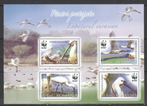 Rm173 2006 Romania Wwf Fauna Water Birds #6134-37 Bl391 Mnh