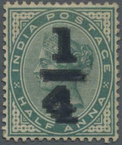 MOMEN: INDIA SG #110a 1898 DOUBLE OVPT MINT OG H £750 LOT #62248