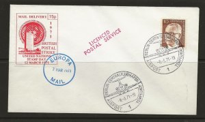 cinderella GB 1971 postal Strike cover Mail Delivery UN Stamp Day-Berlin 