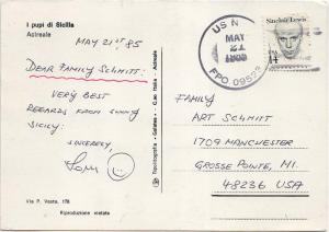 United States Fleet Post Office 14c Lewis Great Americans 1985 US Navy FPO 09...