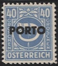 AUSTRIA 1946 AMG Postage Due  Sc J199  40g Mint NH VF, Post Horn, Print