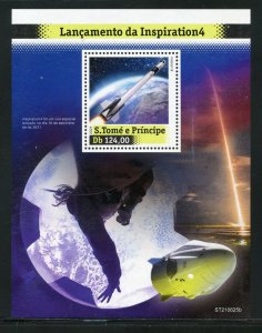 SAO TOME 2021 LAUNCH OF INSPIRATION  SOUVENIR SHEET MINT NEVER HINGED